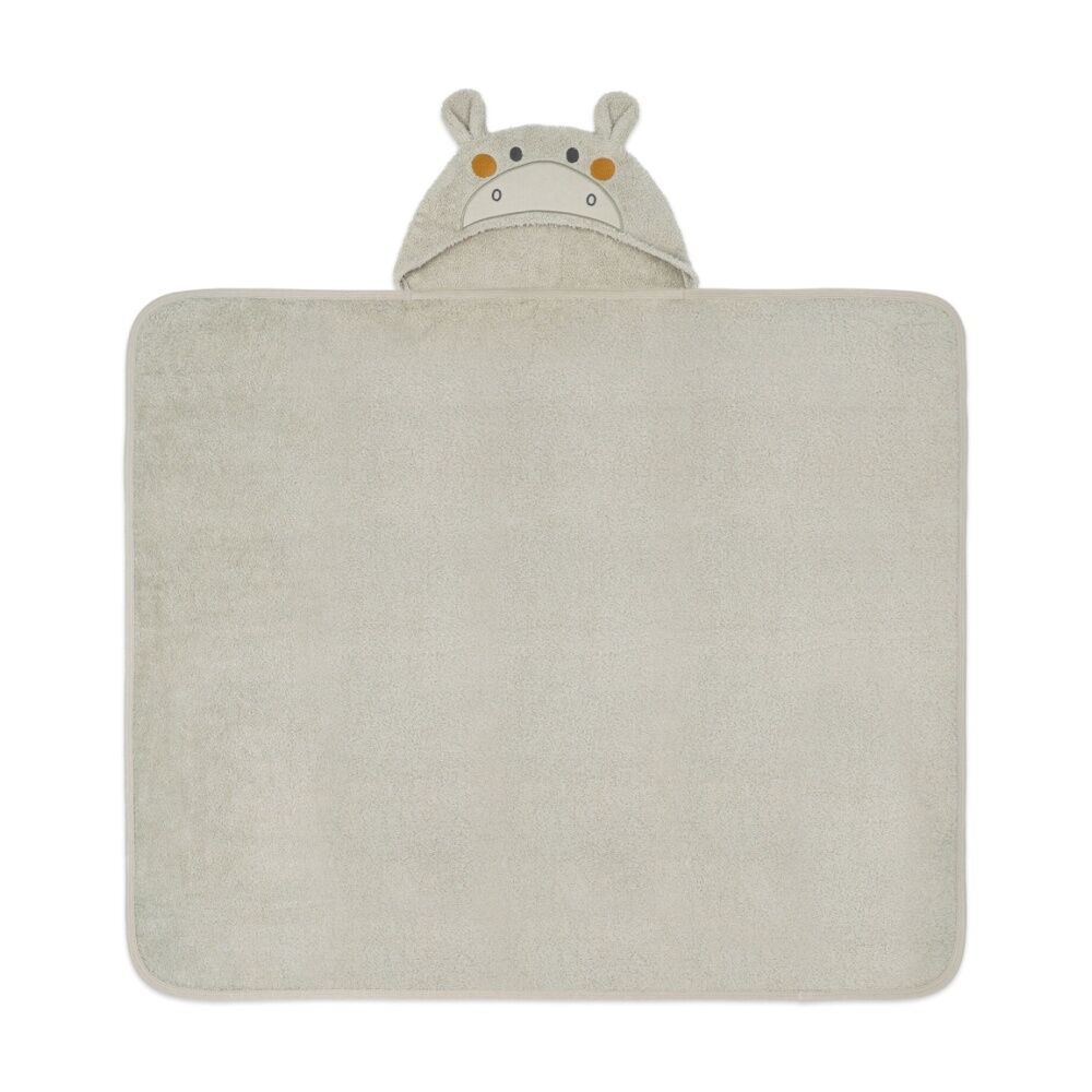 The Peanutshell Safari Dreams Kids Hooded Hippo Towel 100% Cotton Tan