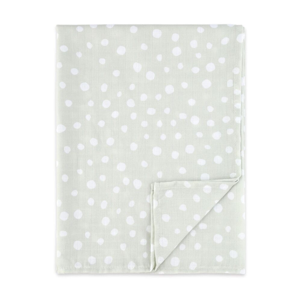 2pc The Peanutshell Dinosaur Baby Muslin Wraps 100% Cotton Sage Green/White