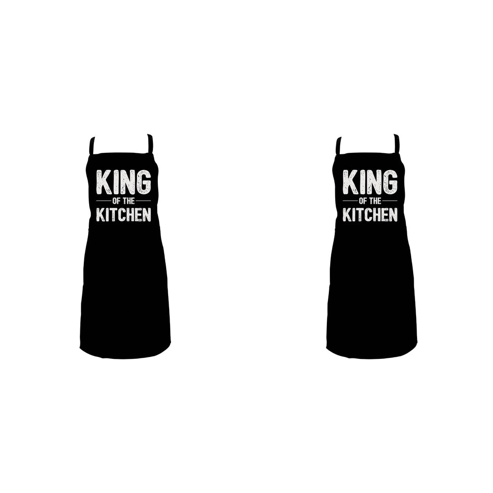 2PK Annabel Trends Screen Print Cotton Apron 60x80cm King of The Kitchen Black