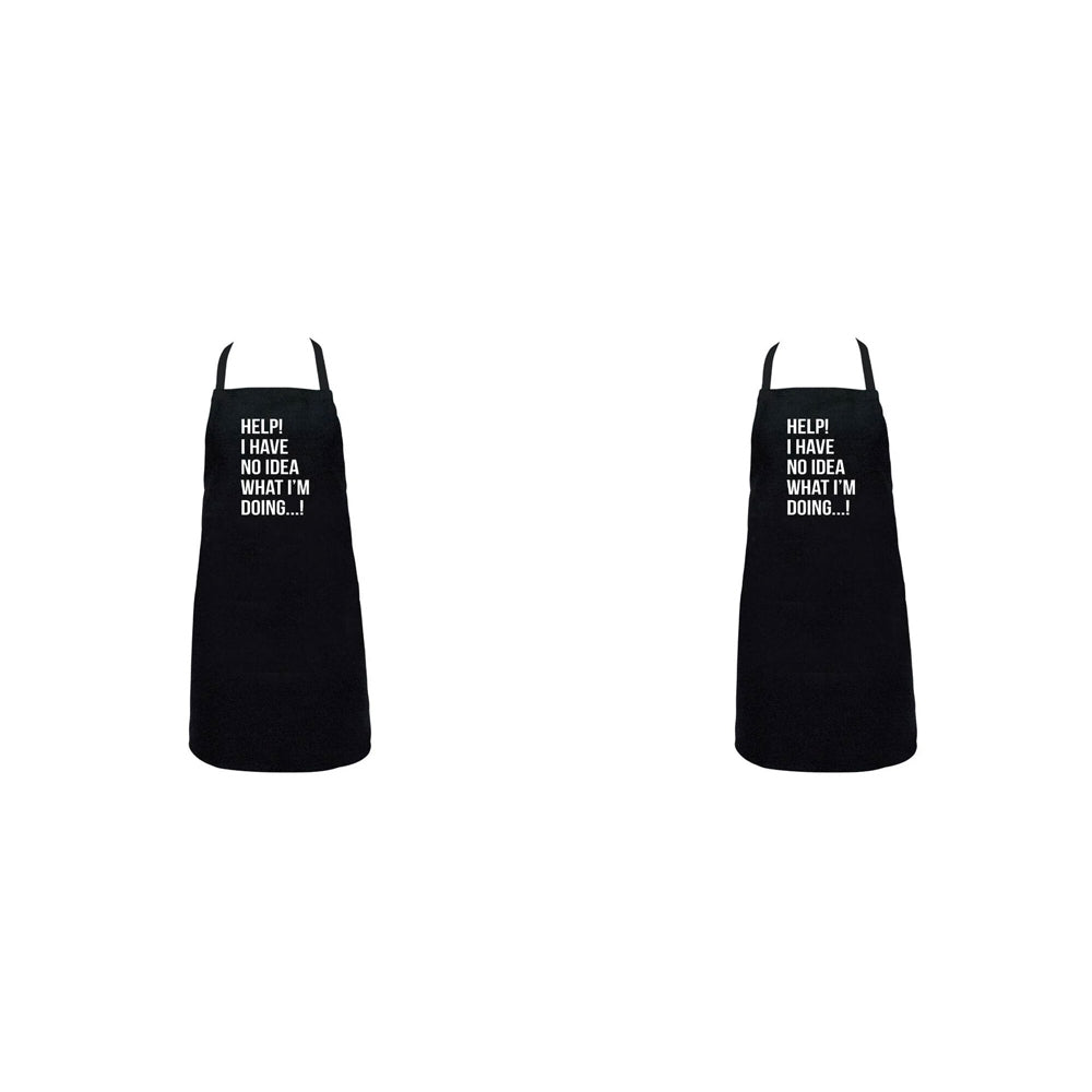 2PK Annabel Trends Screen Print Cotton Apron 60x80cm Help Black