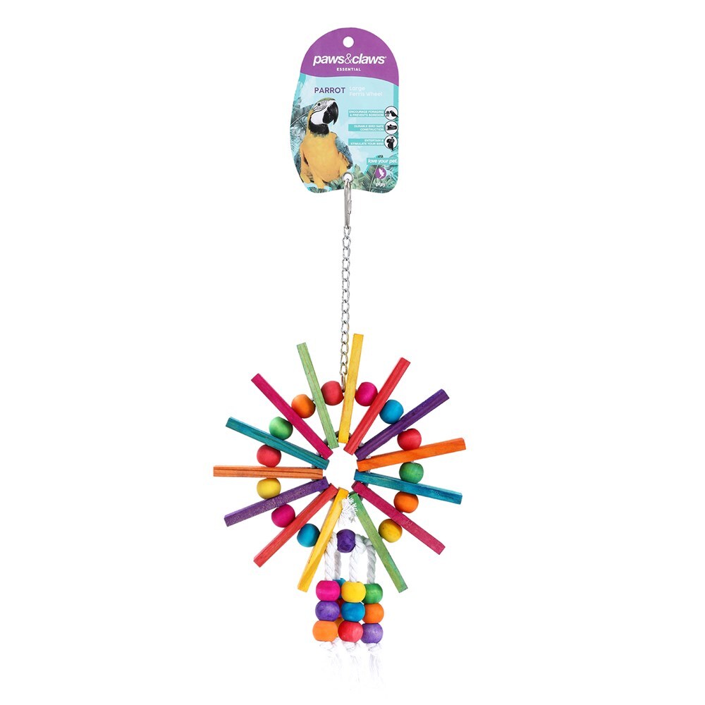 2PK Paws And Claws Parrot Large Ferris Wheel Wooden Toy 29X19Cm