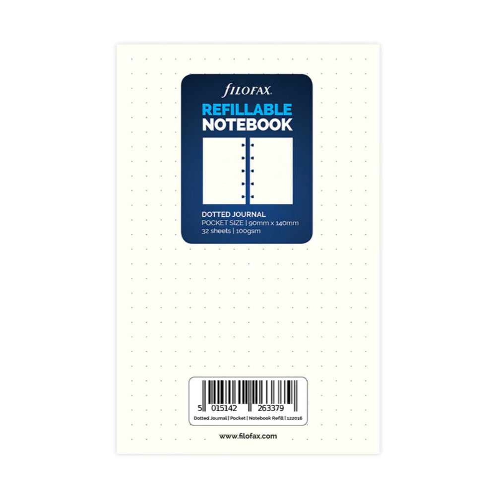 3x 32pc Filofax Pocket Notebook Paper Refill Dotted White