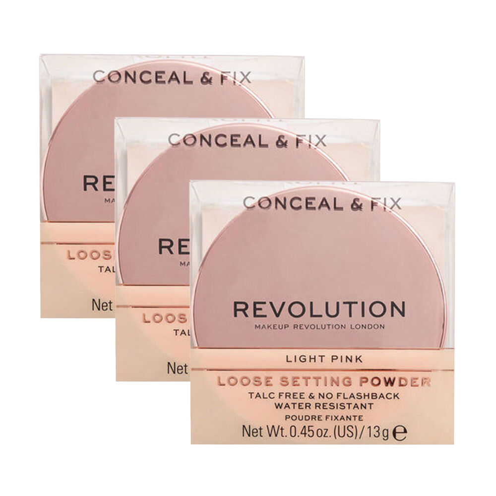 3PK Revolution 13g Setting Finishing Loose Powder Light Pink Face Makeup