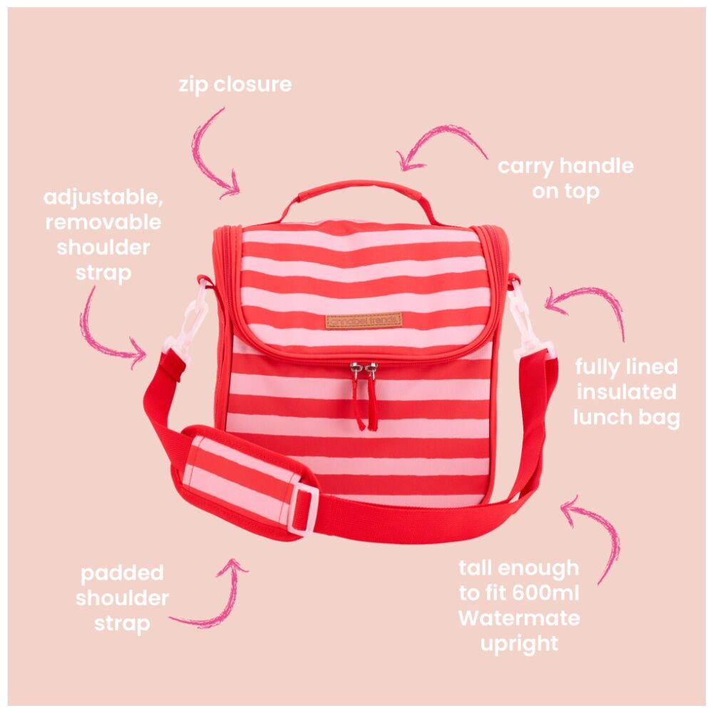 Annabel Trends Picnic Lunch Bag W/ Handle & Strap 26x15.5x25cm Red Stripe