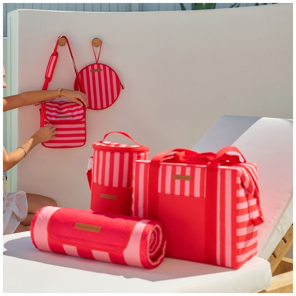 Annabel Trends Picnic Lunch Bag W/ Handle & Strap 26x15.5x25cm Red Stripe