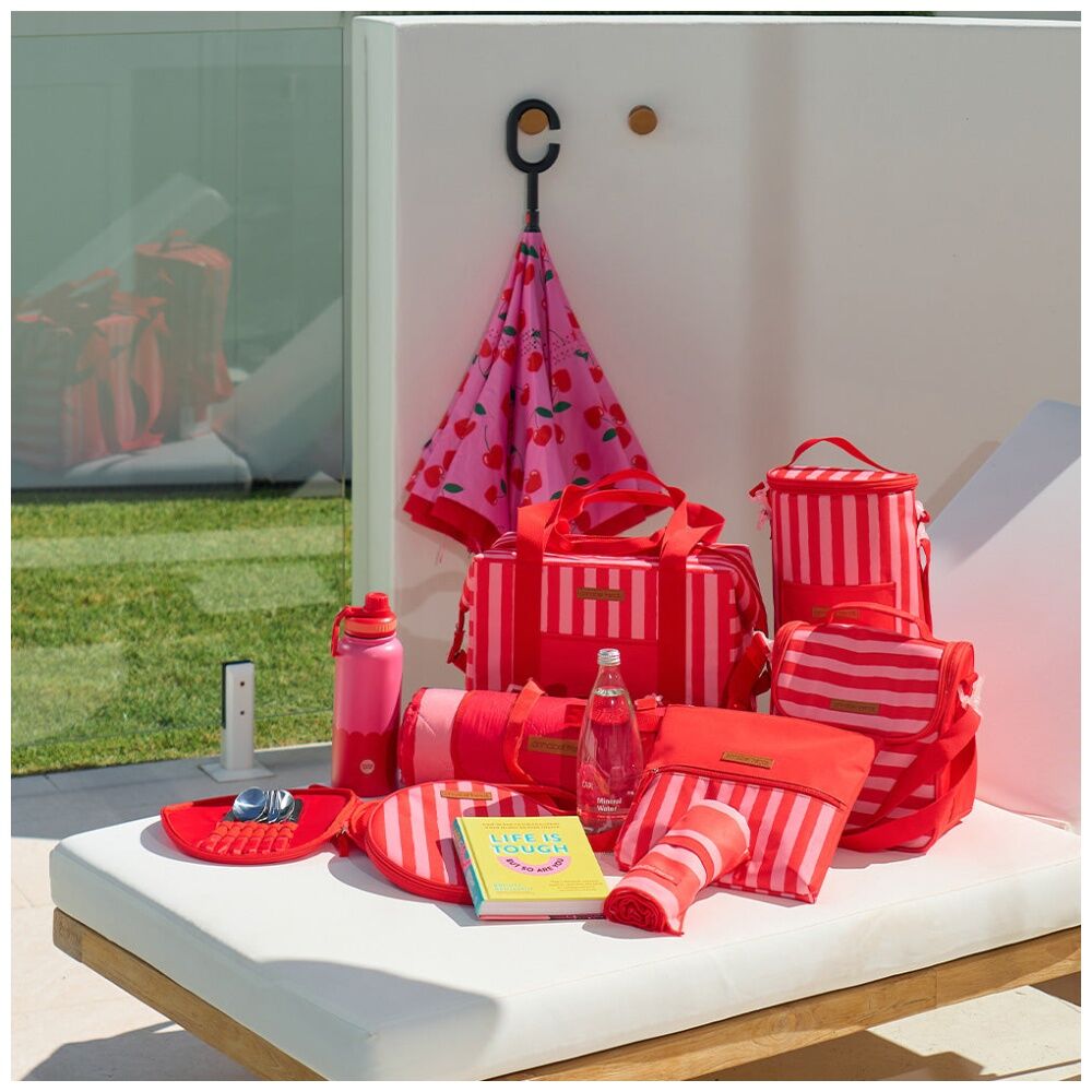 Annabel Trends Picnic Lunch Bag W/ Handle & Strap 26x15.5x25cm Red Stripe
