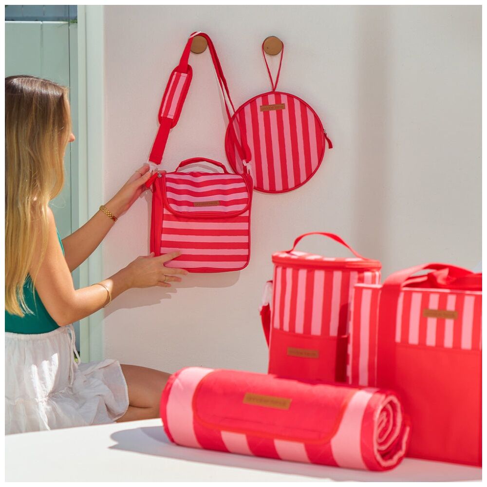 Annabel Trends Picnic Lunch Bag W/ Handle & Strap 26x15.5x25cm Red Stripe