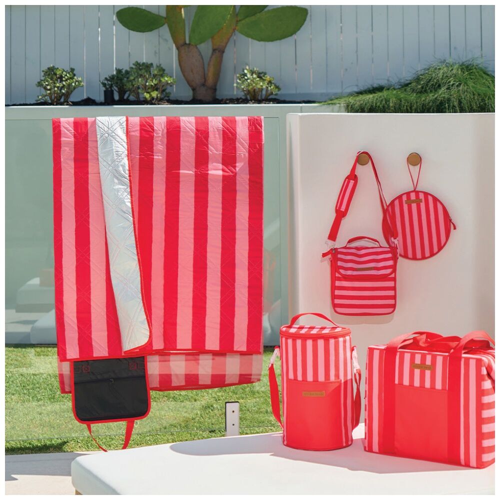 Annabel Trends Picnic Lunch Bag W/ Handle & Strap 26x15.5x25cm Red Stripe