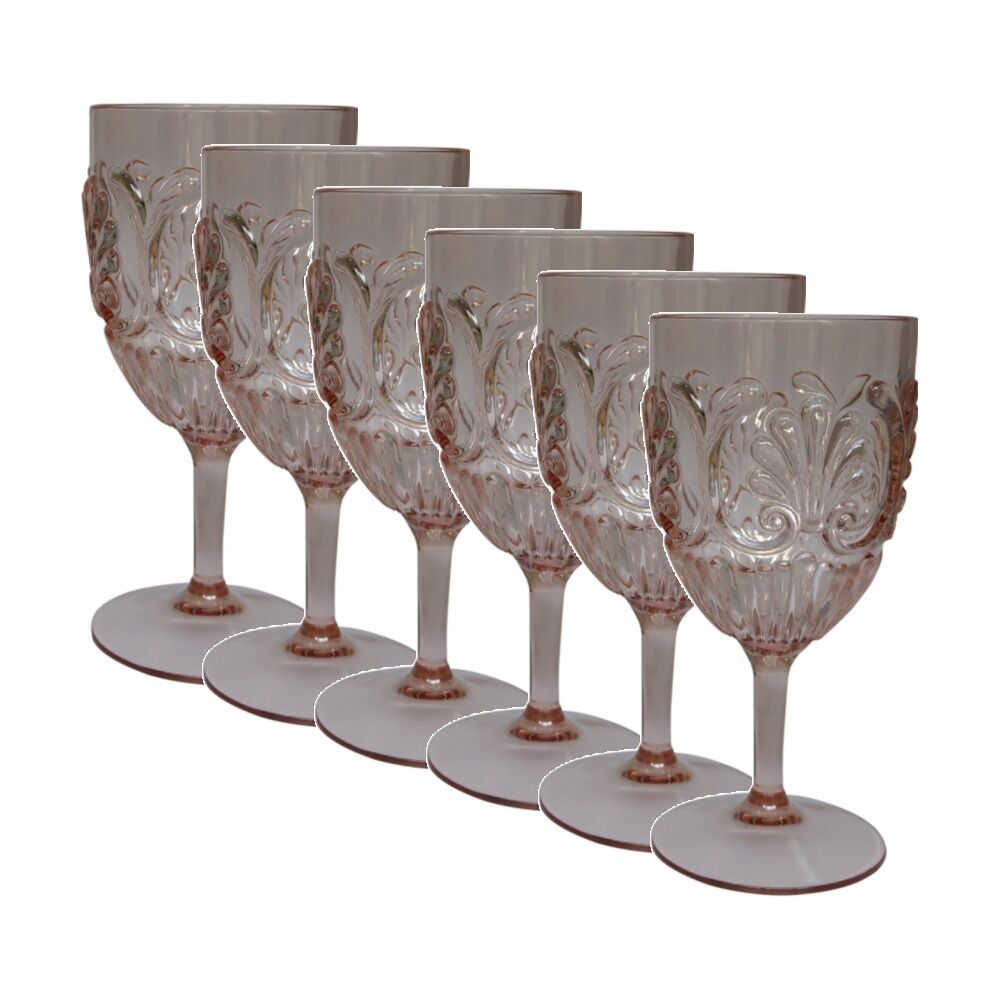 6PK SS Collective Blush Scallop Design Acrylic Wine Glass Drinkware 443ml