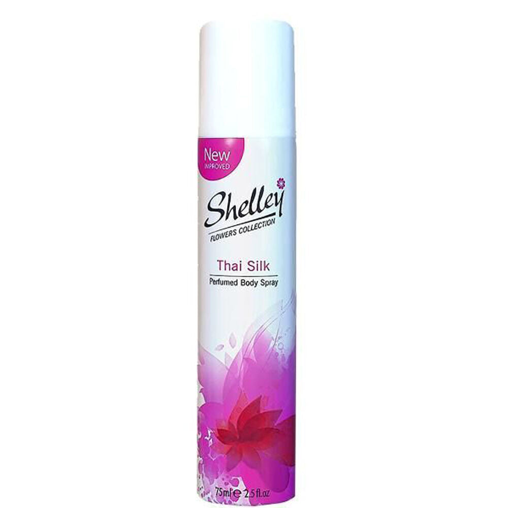 12PK Shelley Deodorant Body Spray Thai Silk 75ml All-Day Odour Control