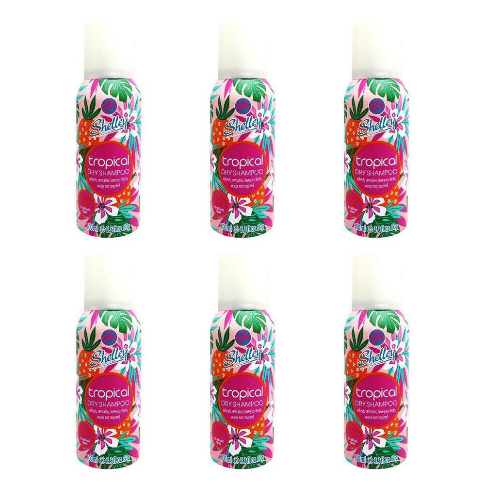 6PK Shelley Instant Refresh Dry Shampoo Spray Tropical For All Hair Types 100ml