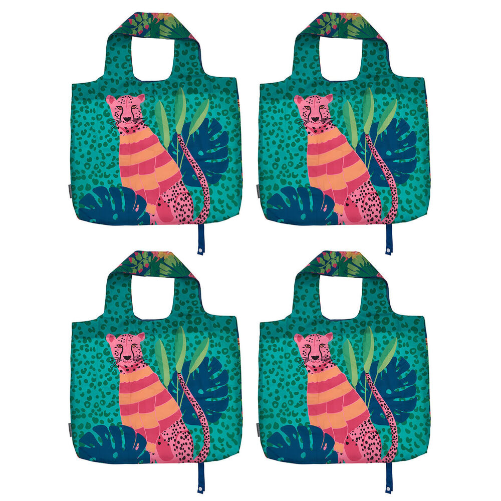 4PK Annabel Trends Reusable Shopping Tote Grocery Bag 50x42cm Cheetah