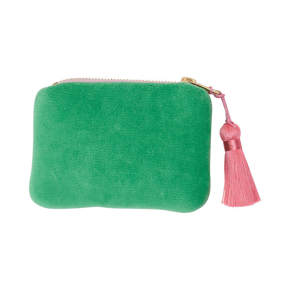 2PK Annabel Trends Velvet Zipped Coin Purse Wallet 12x8.5cm Meadow Green
