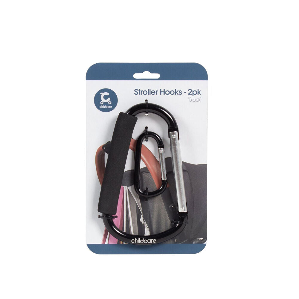 2pc Childcare Lightweight Multi-Sized Stroller/Pram Hooks Black