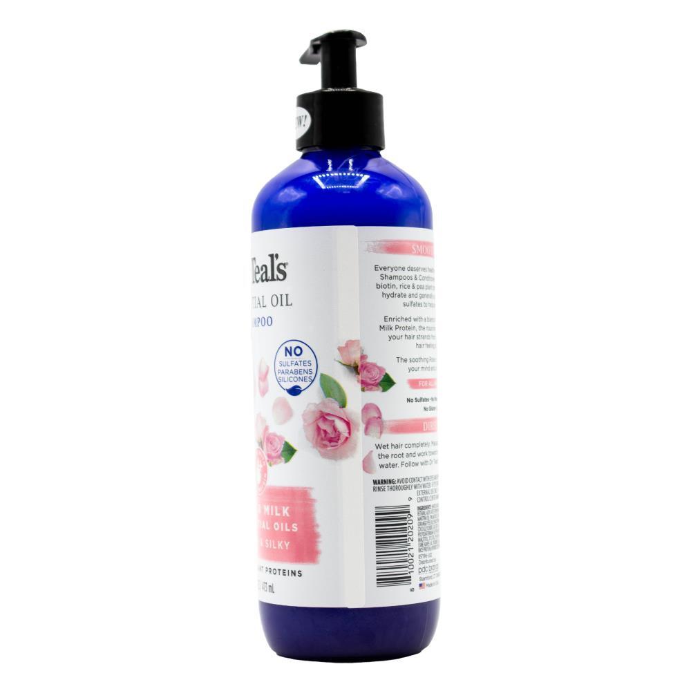 3PK Dr Teals 473ml Shampoo Smooth & Silky Rose & Milk Essential Oils