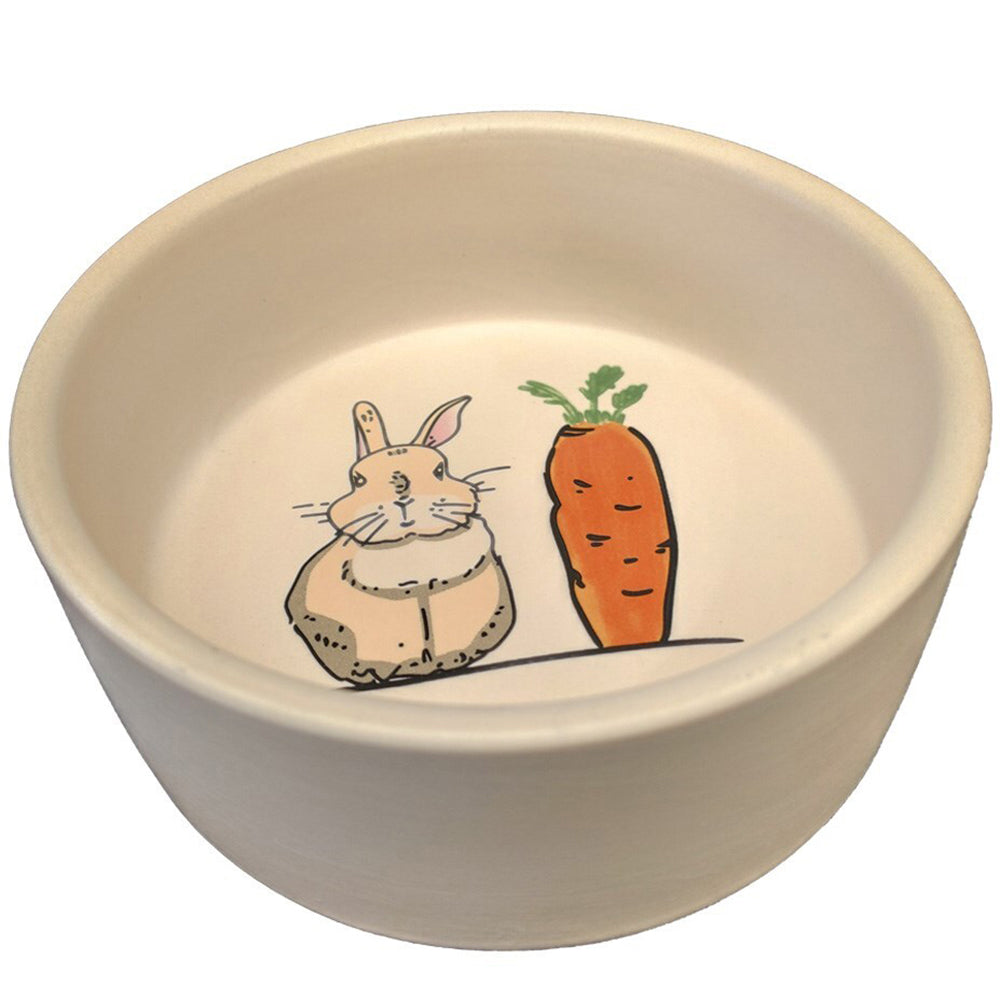 2x Lepets 13.5cm Frost Rabbit & Carrot Ceramic Food/Meal Bowl
