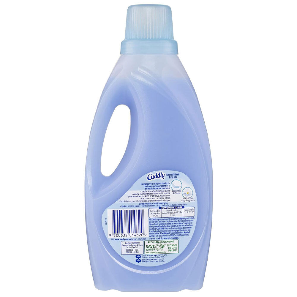 6PK Cuddly Laundry Liquid Fabric Softener Conditioner - Sunshine Fresh 1L