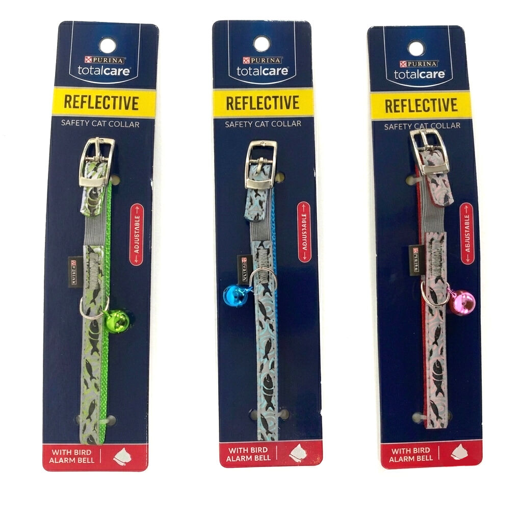 3PK Purina Total Care High-Visibility Cat Collar Assorted Neck Strap