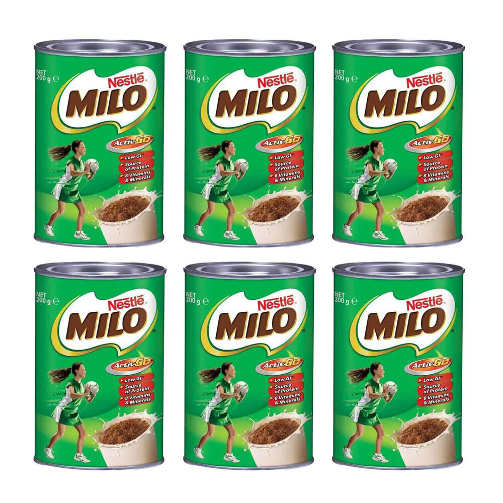 6x 12pc Nestle Milo Tin Can Malted Powdered Chocolate Drink 200g