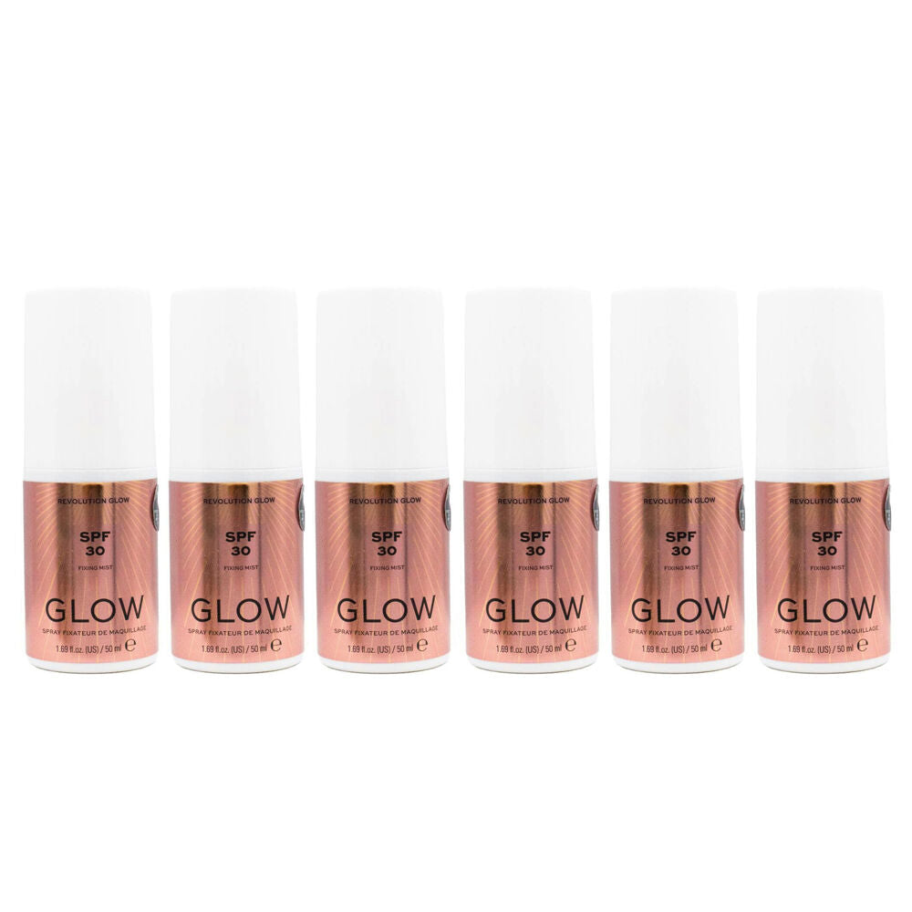 6PK Revolution Glow Fixing Mist Setting Spray Hydrating Face Makeup 50ml