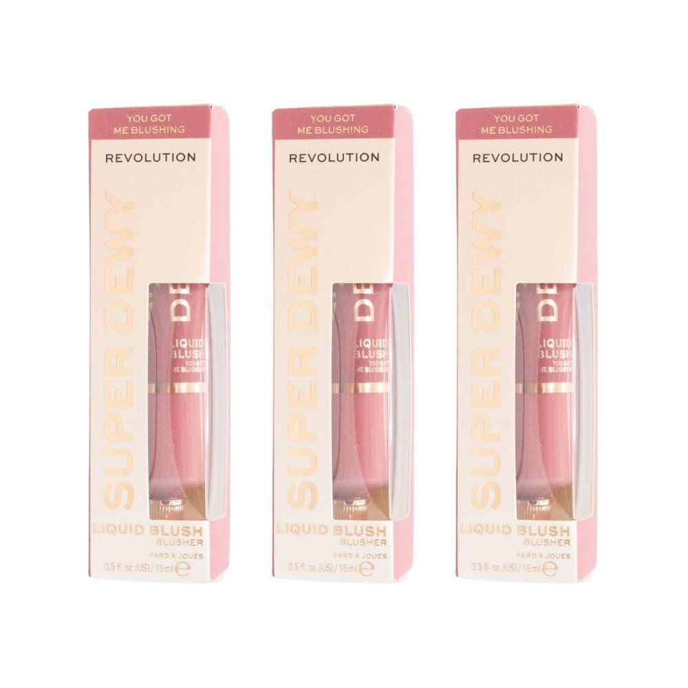 3PK Revolution Super Dewy 15ml Liquid Blush You Got Me Blushing Makeup