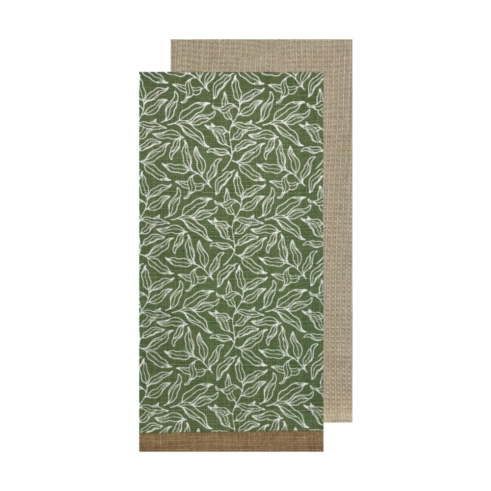 2x 2pc J.Elliot Home Serenity Kitchen Tea Towels 50x70x2cm Green