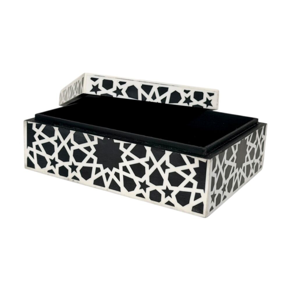2PK SS Collective Black & White Patterned Decorative Rectangle Box 21x16cm