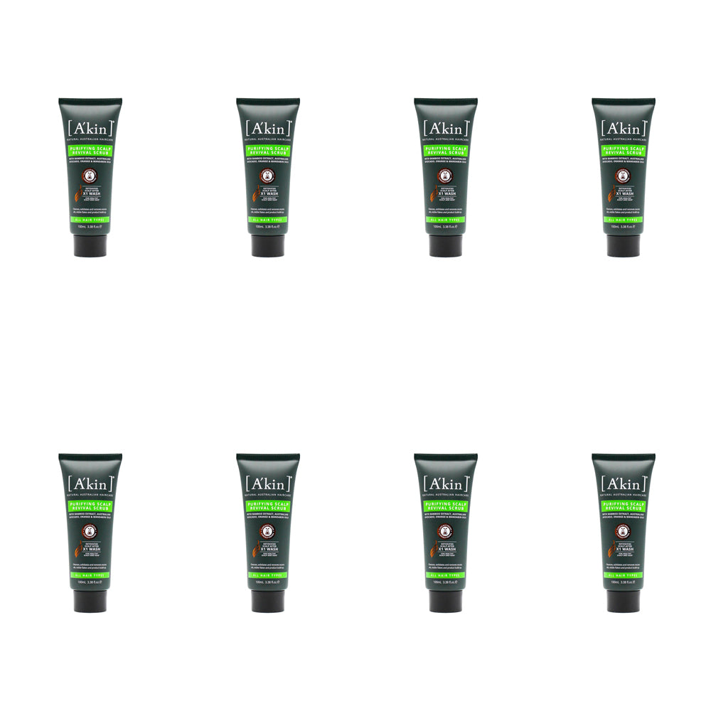 8PK Akin 100ml Purifying Hair & Scalp Revival Scrub w/ Natural Ingredients