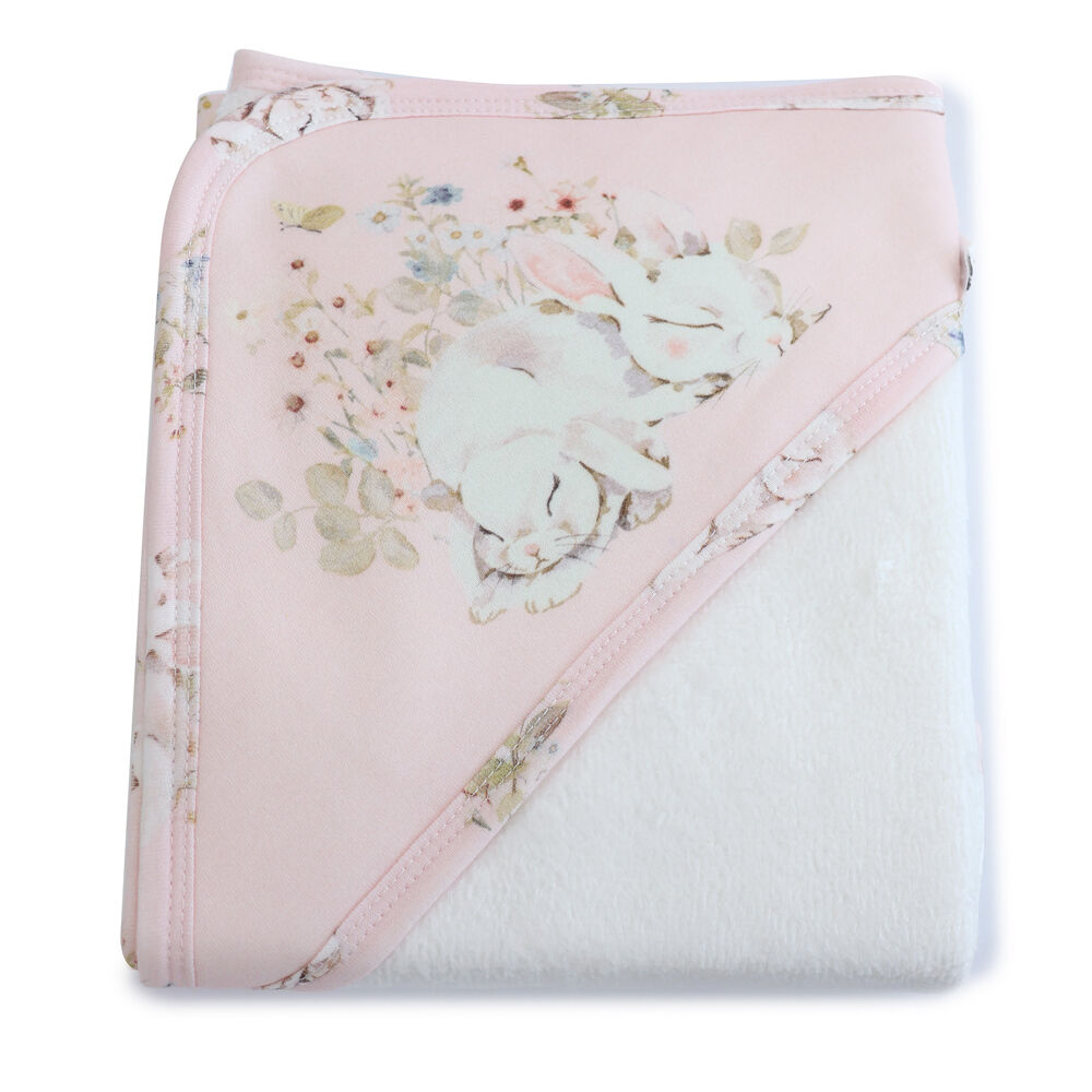 2PK Bubba Blue Children's Sleeping Bunny Hooded Towel Soft 75x75cm