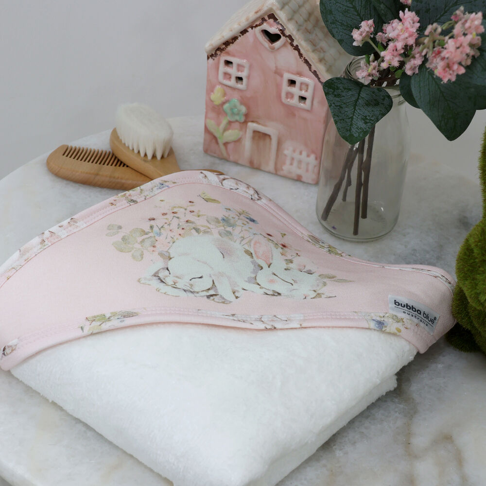 2PK Bubba Blue Children's Sleeping Bunny Hooded Towel Soft 75x75cm