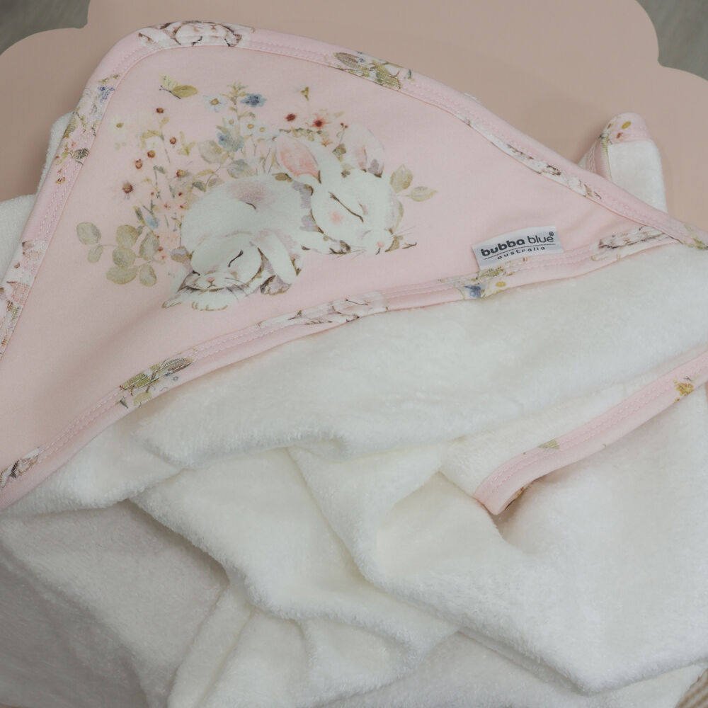 2PK Bubba Blue Children's Sleeping Bunny Hooded Towel Soft 75x75cm