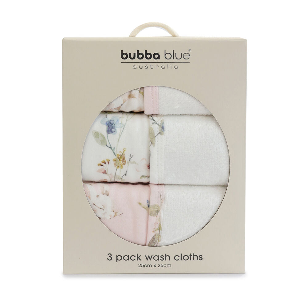 2x 3pc Bubba Blue Children's and Baby Sleeping Bunny Face Washers 25x25cm