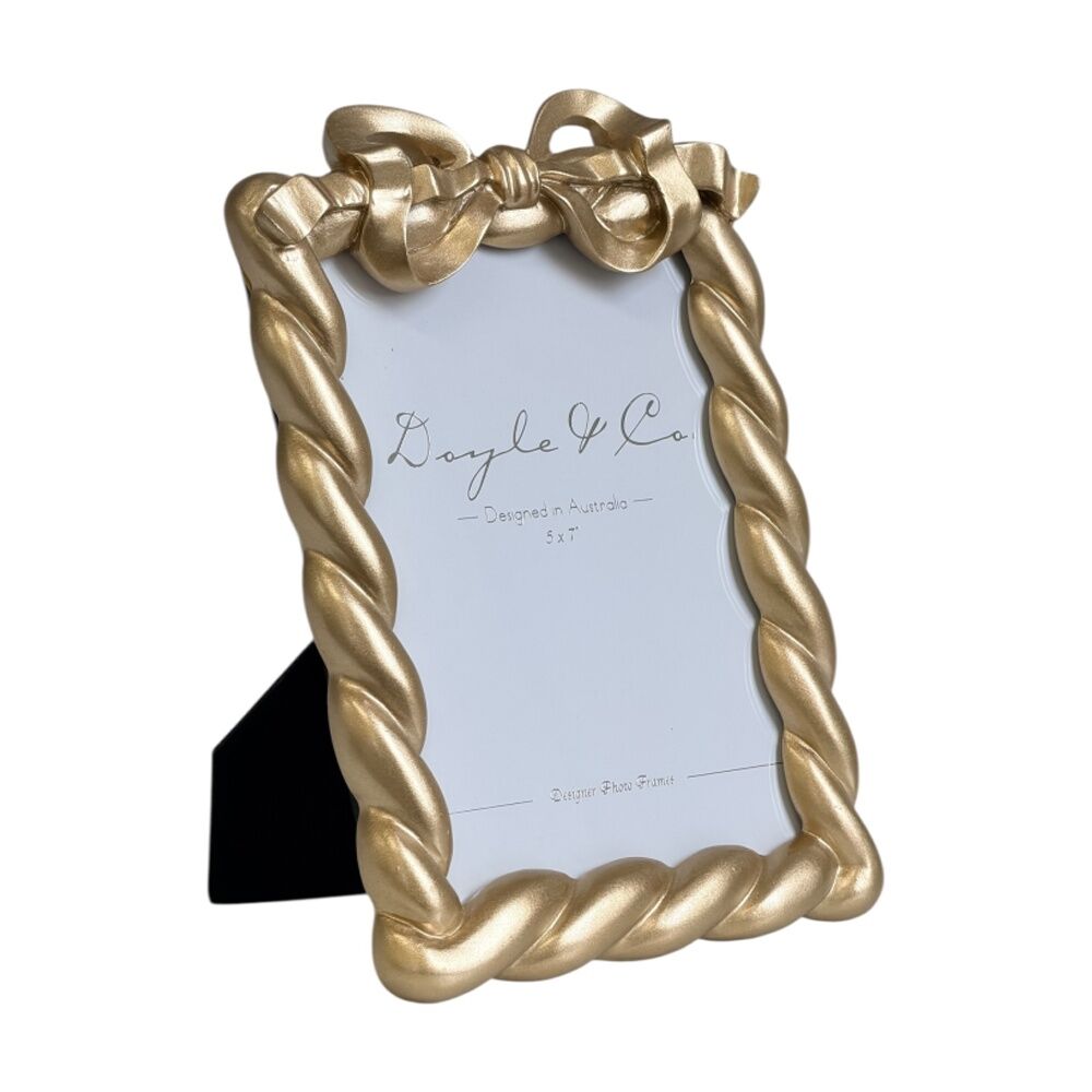 SS Collective Gold Resin Twisted Ribbon With Bow Photo Frame Rectangle 5x7