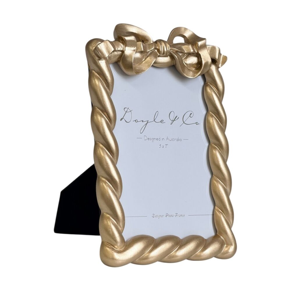 2PK SS Collective Gold Resin Twisted Ribbon With Bow Photo Frame Rectangle 5x7