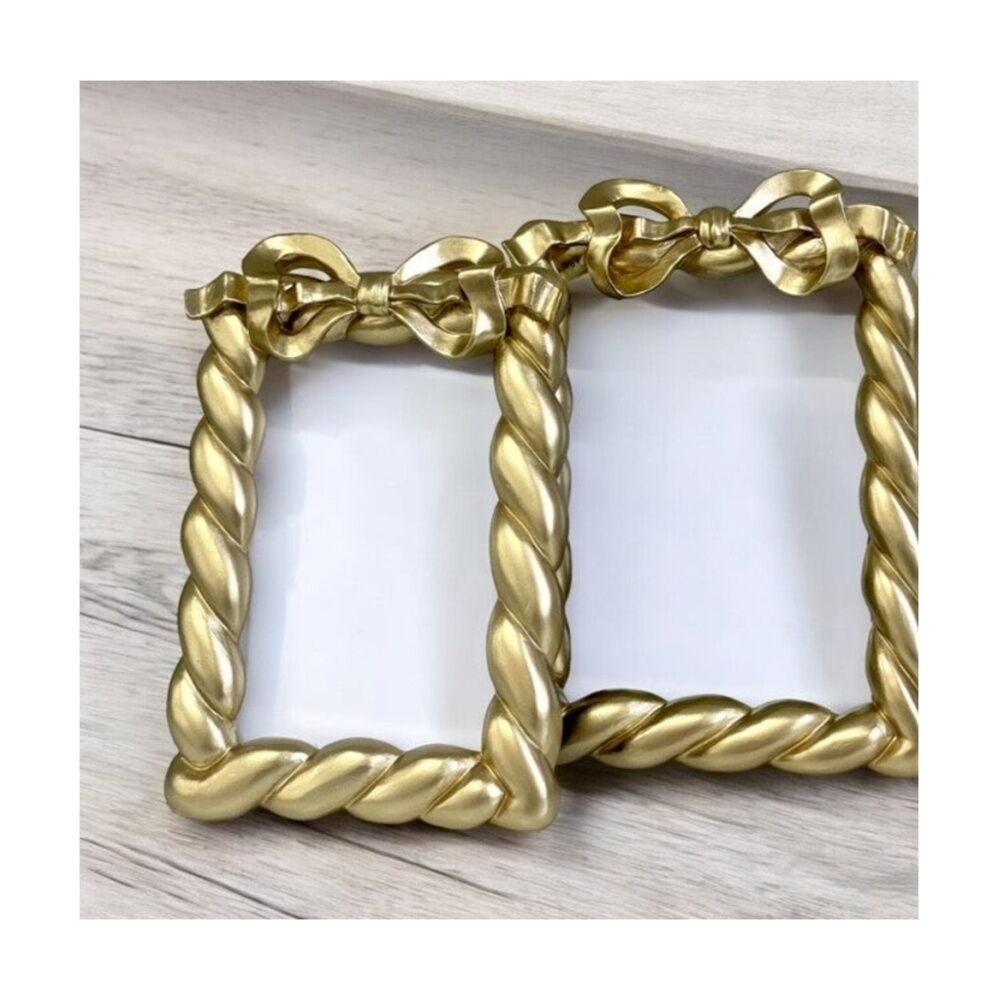 2PK SS Collective Gold Resin Twisted Ribbon With Bow Photo Frame Rectangle 5x7