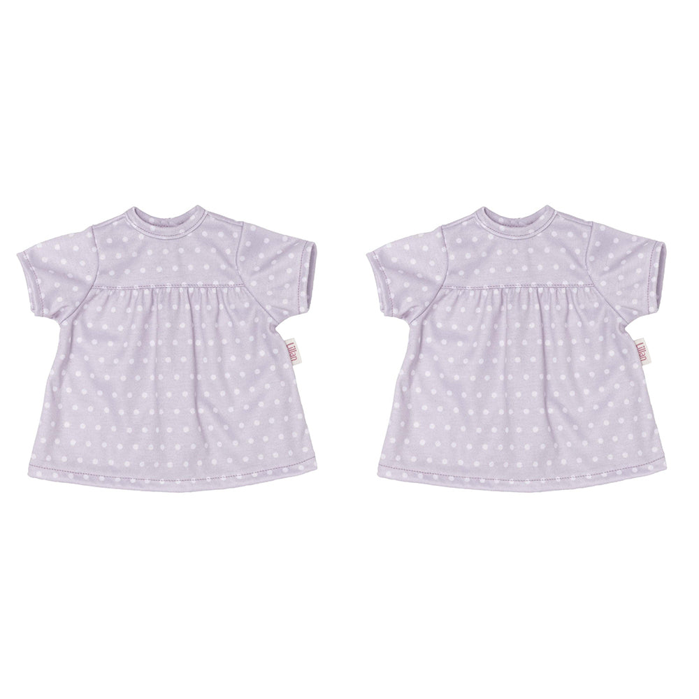 2x Skrallan Wardrobe Lillan Mauve Spotty Dress For Dolls 3y+