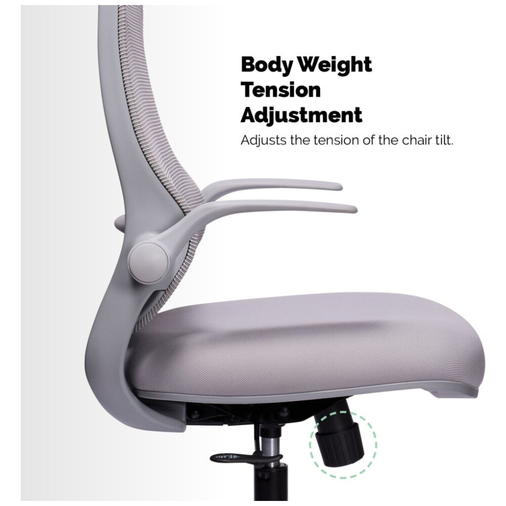 Mondo Zest Office Work Chair W/ Adjustable Armrests & Mesh Backing Grey