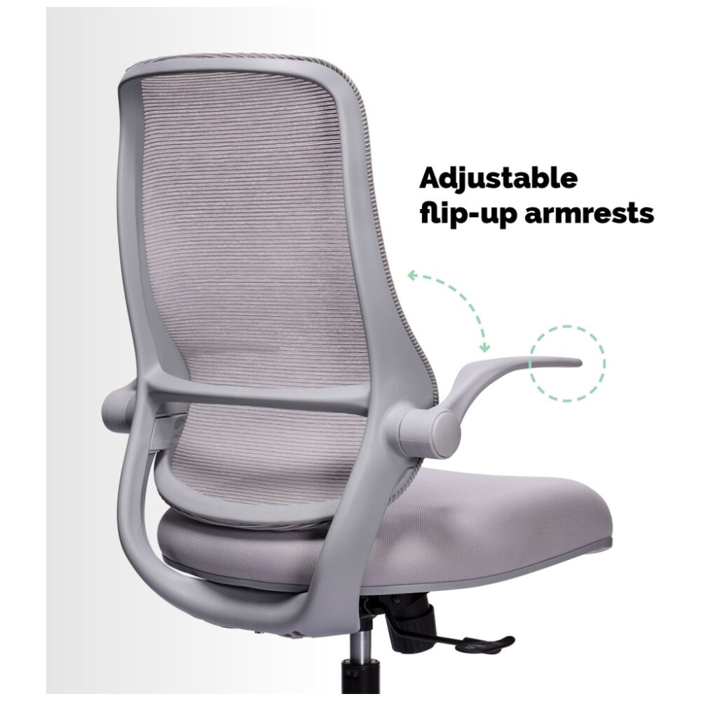 Mondo Zest Office Work Chair W/ Adjustable Armrests & Mesh Backing Grey