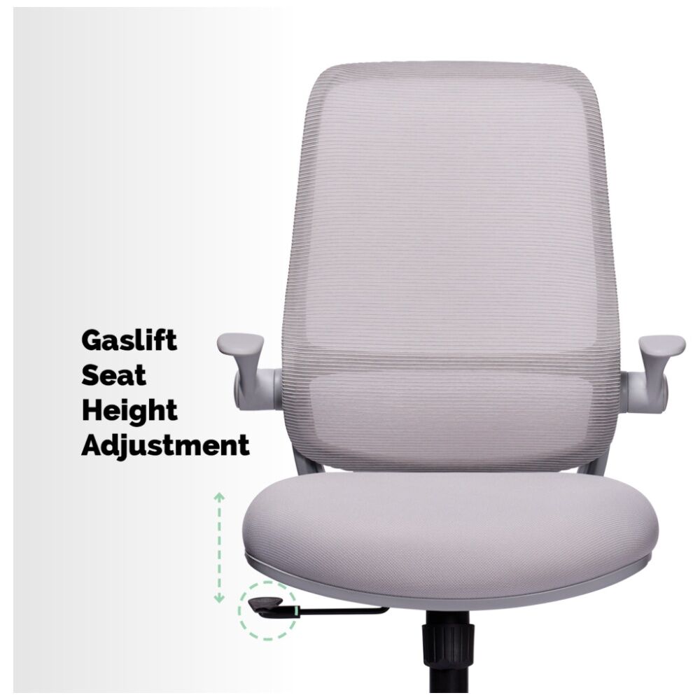 Mondo Zest Office Work Chair W/ Adjustable Armrests & Mesh Backing Grey