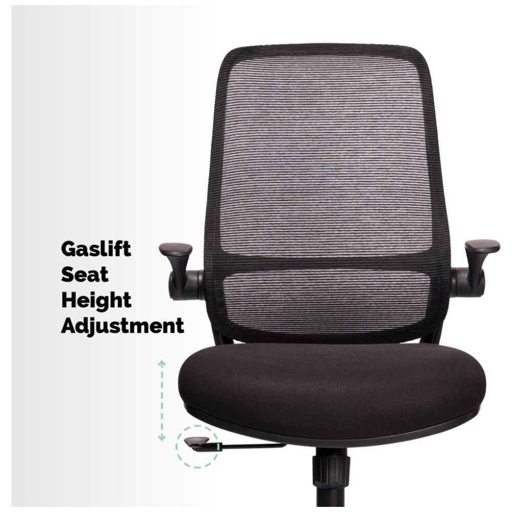 Mondo Zest Office Work Chair W/ Adjustable Armrests & Mesh Backing Black