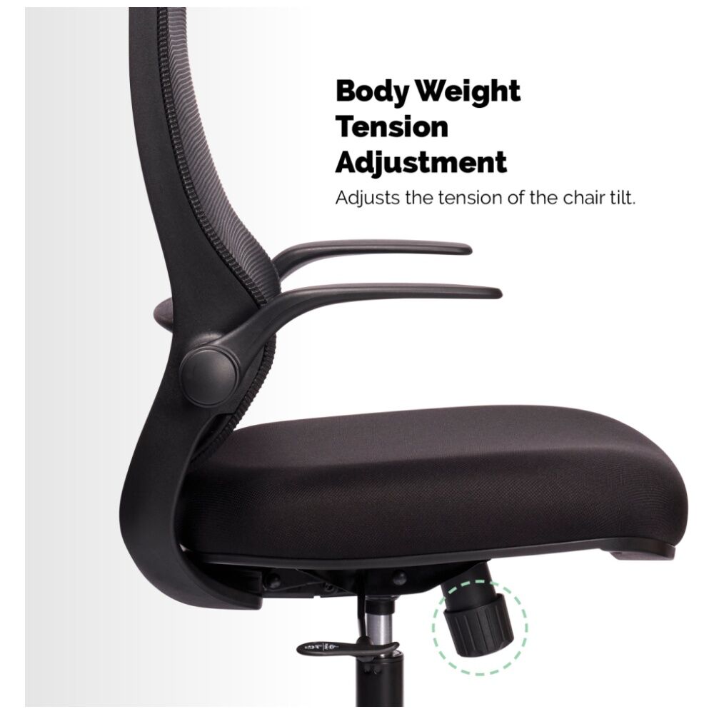 Mondo Zest Office Work Chair W/ Adjustable Armrests & Mesh Backing Black