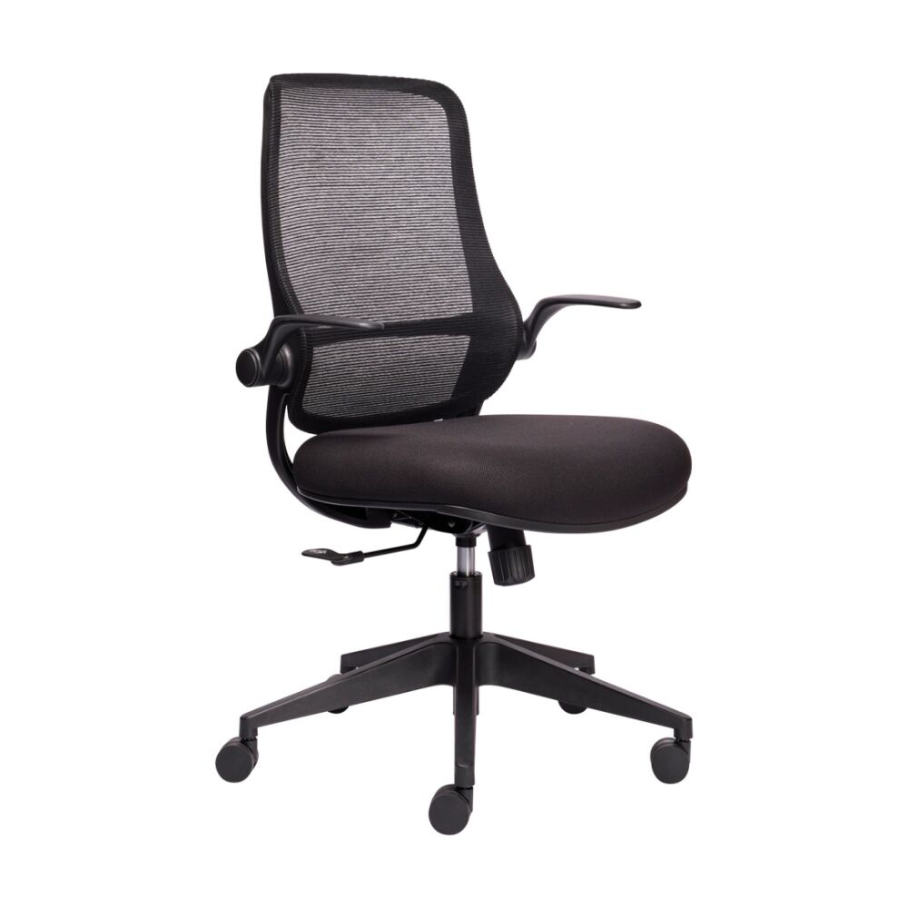 Mondo Zest Office Work Chair W/ Adjustable Armrests & Mesh Backing Black