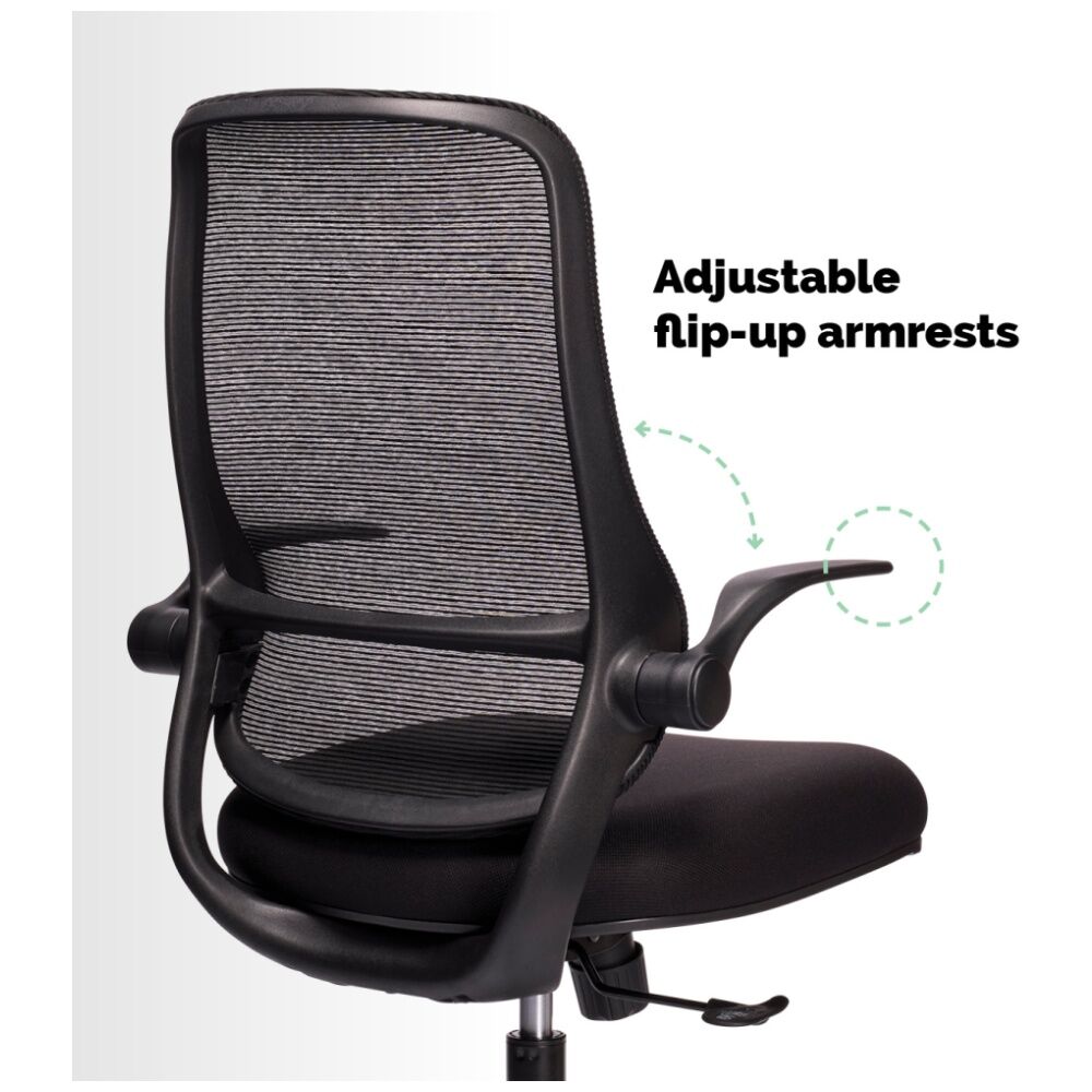Mondo Zest Office Work Chair W/ Adjustable Armrests & Mesh Backing Black