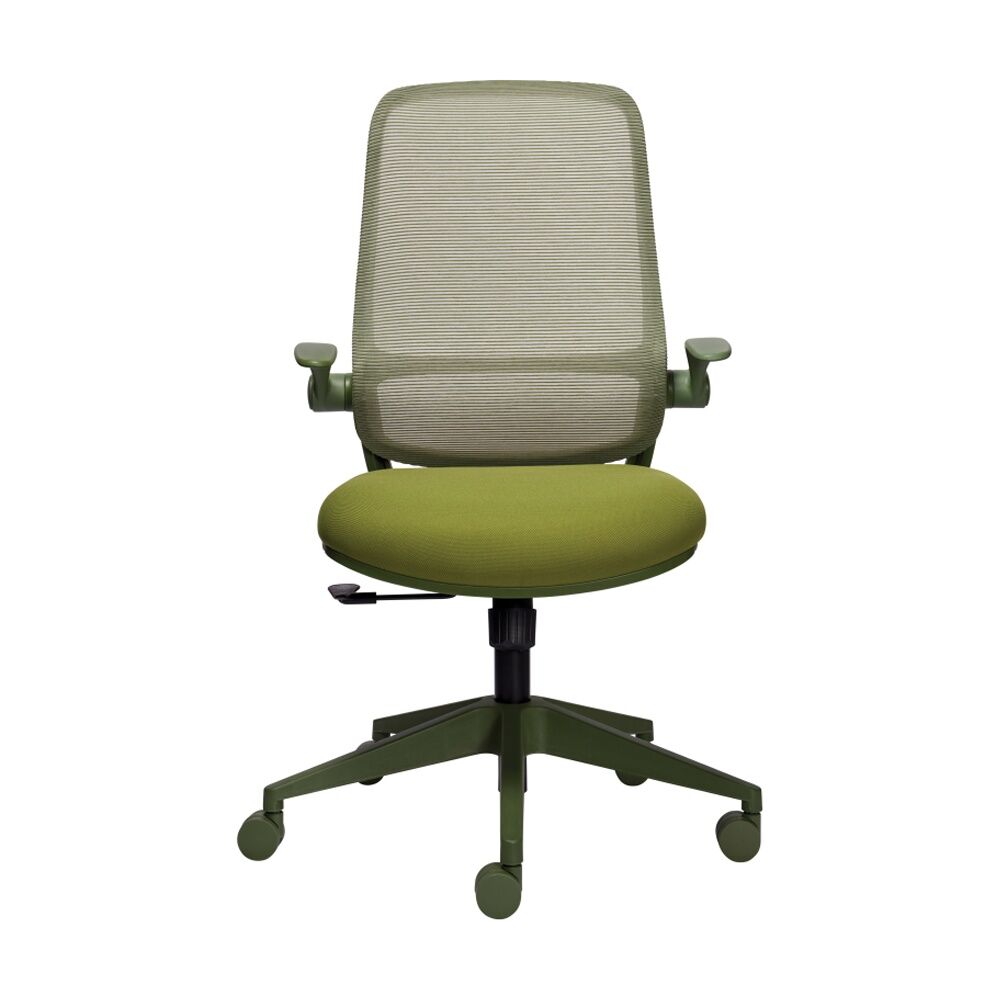 Mondo Zest Office Work Chair W/ Adjustable Armrests & Mesh Backing Olive Green