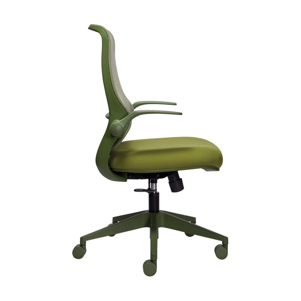Mondo Zest Office Work Chair W/ Adjustable Armrests & Mesh Backing Olive Green
