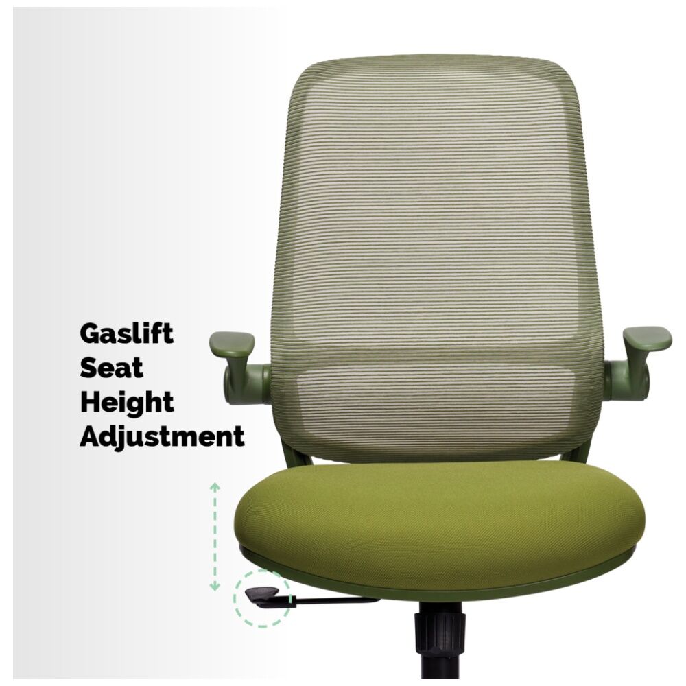 Mondo Zest Office Work Chair W/ Adjustable Armrests & Mesh Backing Olive Green