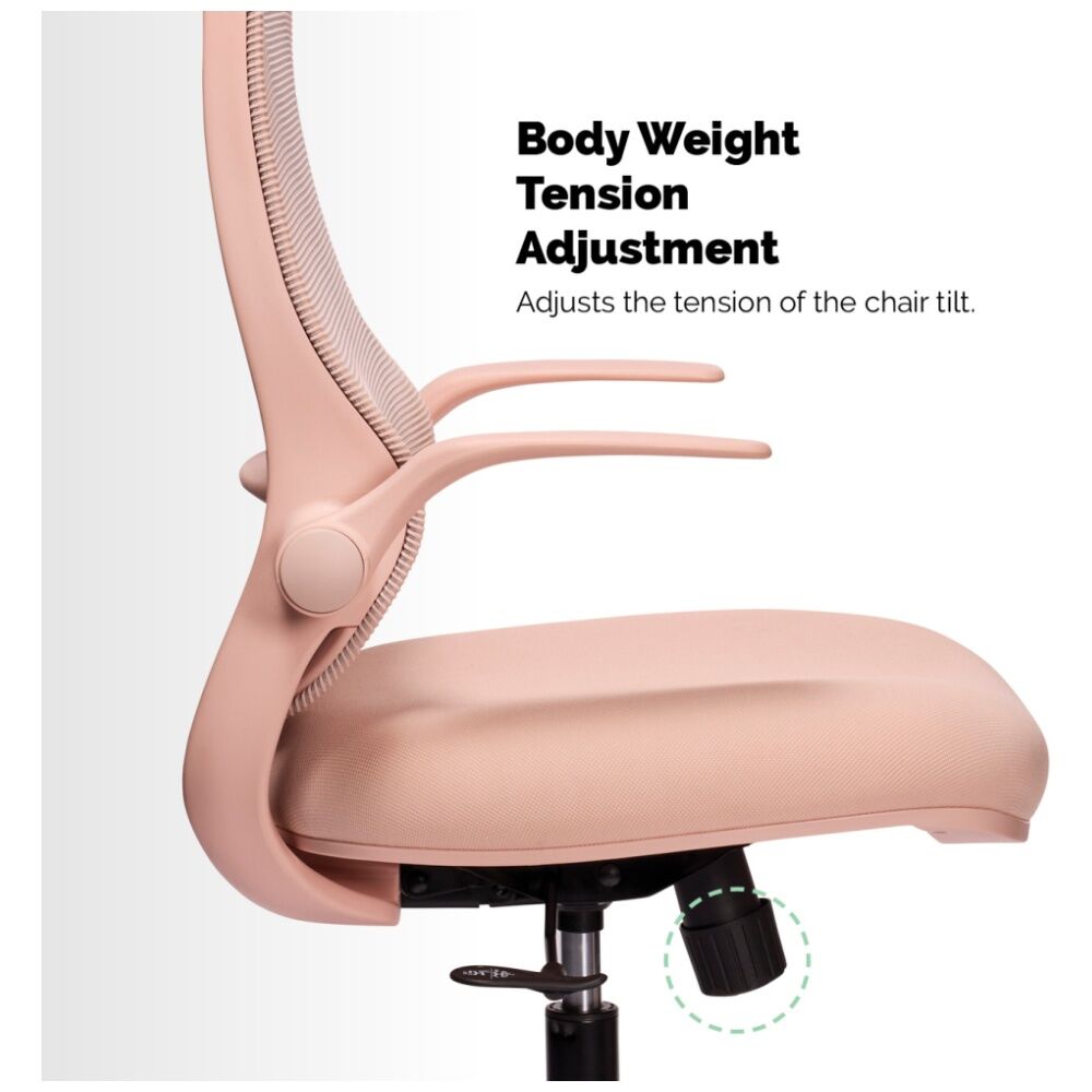 Mondo Zest Office Work Chair W/ Adjustable Armrests & Mesh Backing Shell Pink