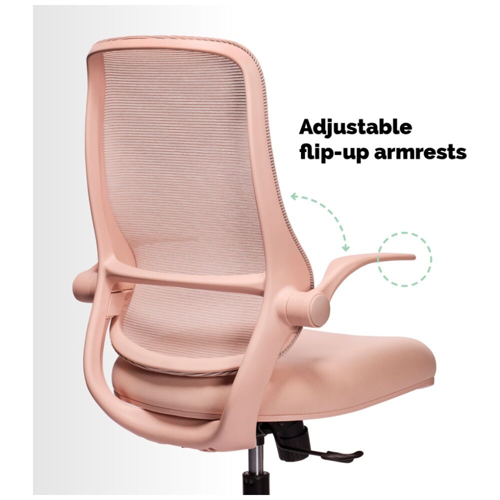 Mondo Zest Office Work Chair W/ Adjustable Armrests & Mesh Backing Shell Pink