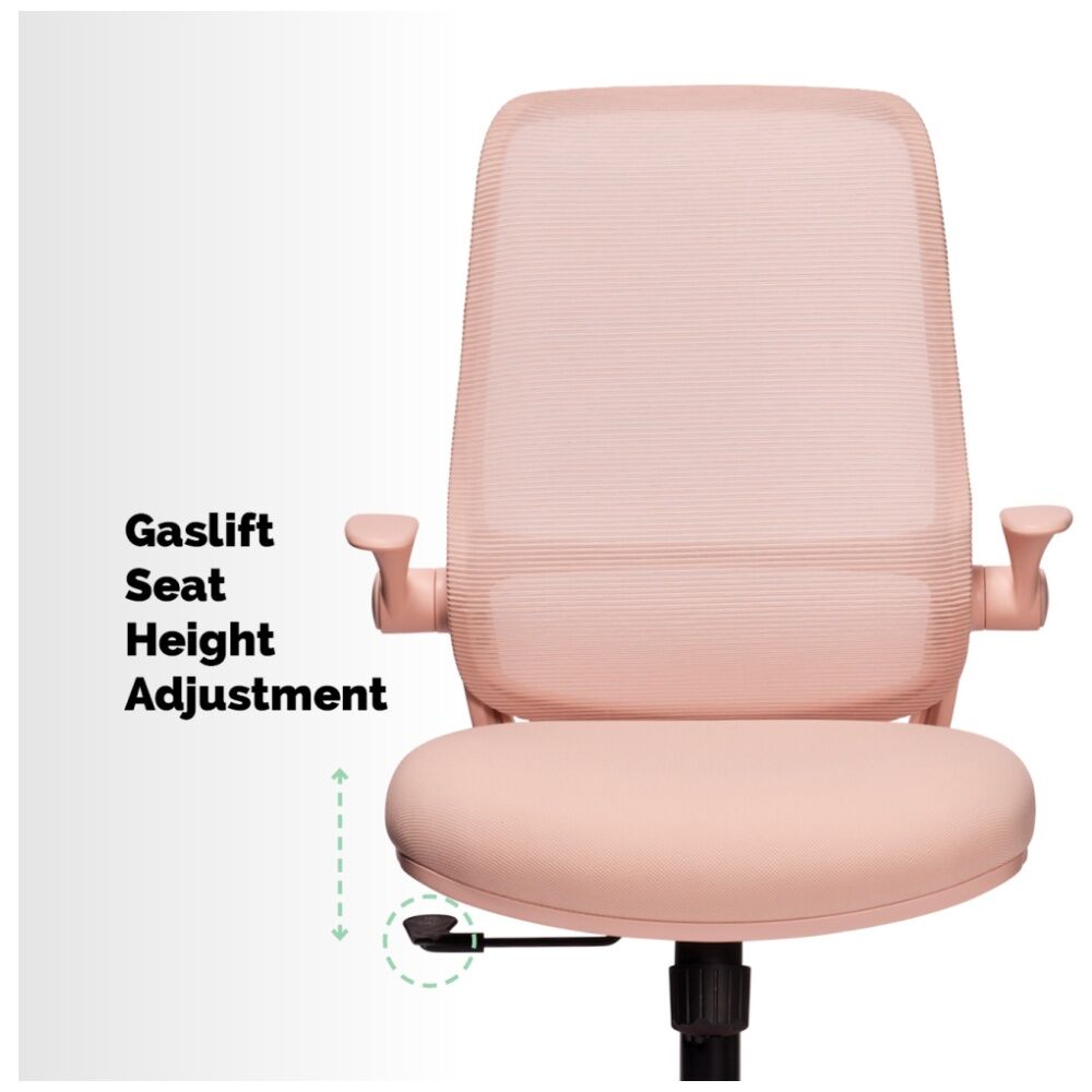 Mondo Zest Office Work Chair W/ Adjustable Armrests & Mesh Backing Shell Pink