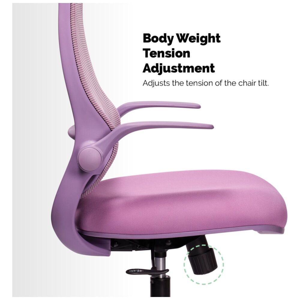 Mondo Zest Office Work Chair W/ Adjustable Armrests & Mesh Back Lavender Purple